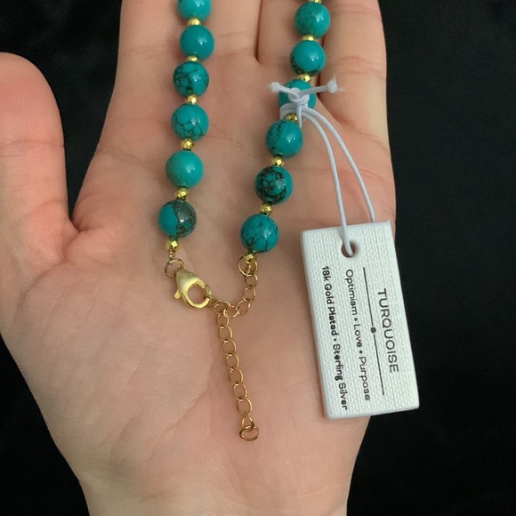 Turquoise and Gold Beaded Necklace - Picture 14 of 15